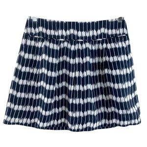 LOFT Navy and White Zigzag Unlined Linen Rayon Blend Mini Skirt Sz‎ 12